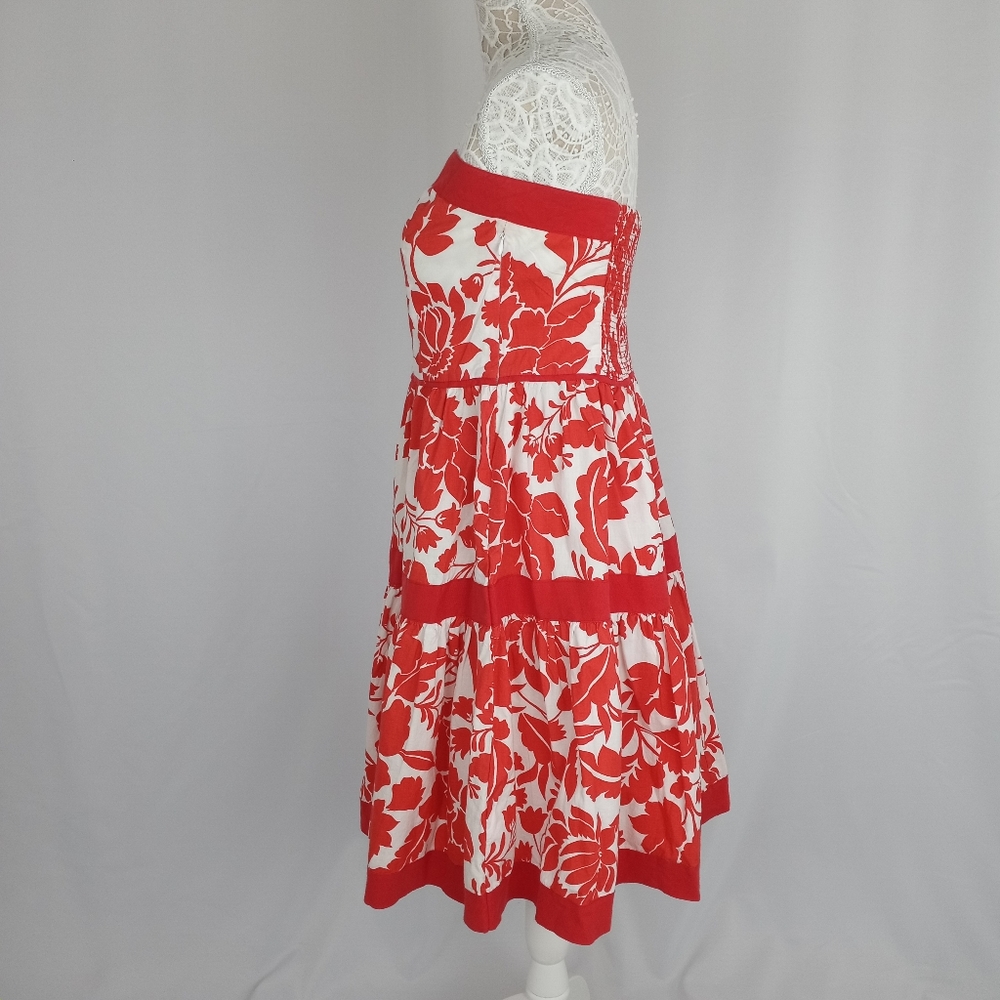 Zara Strapless Red and White Floral Sundress - Picture 5 of 9